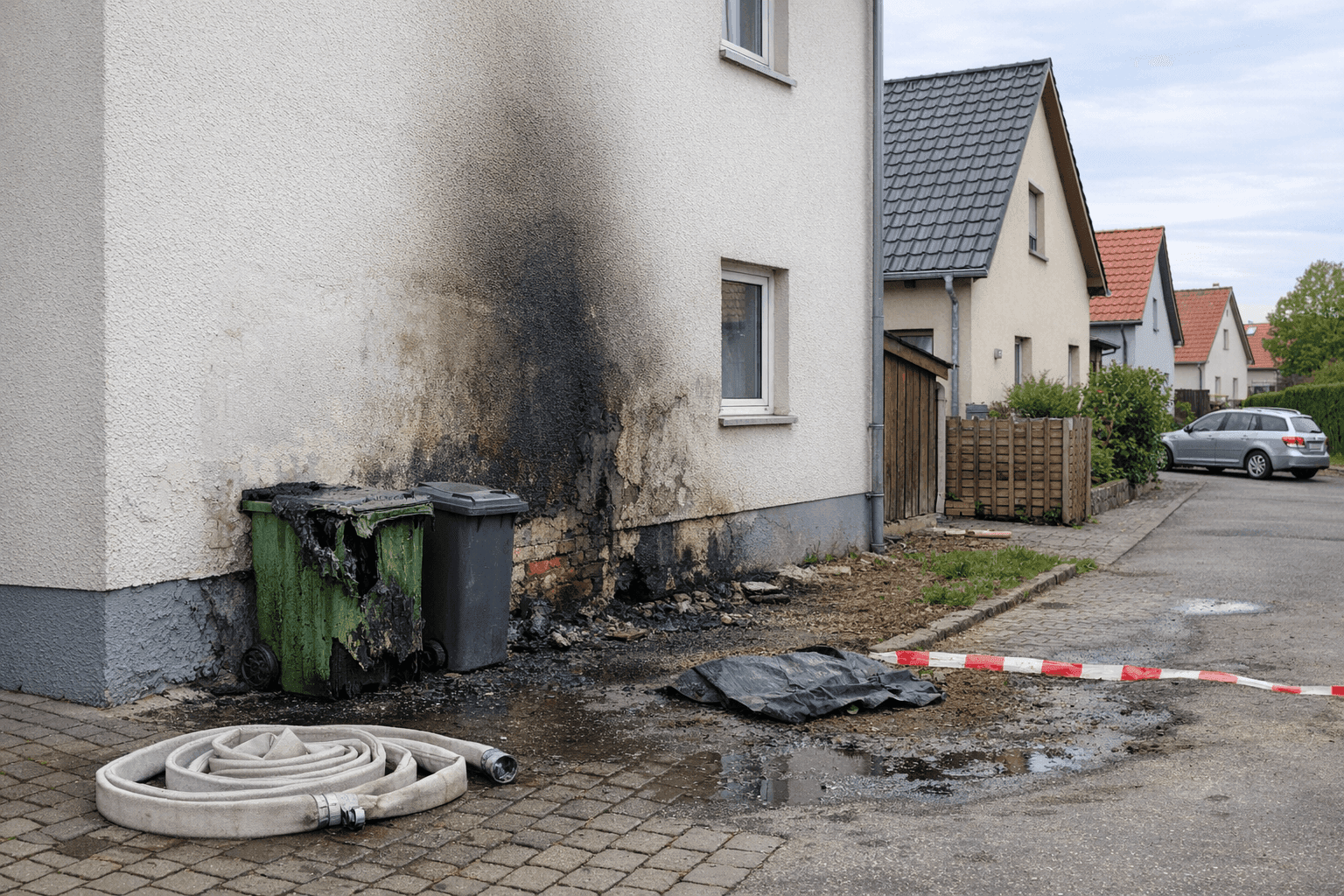 Glutreste setzen Doppelhaushälfte in Brand
